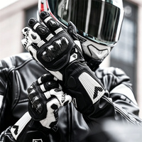 Gants de moto en cuir véritable de qualité supérieure avec protection des articulations en fibre de carbone |   Équipement tactile personnalisé à marque privée tout-en-un