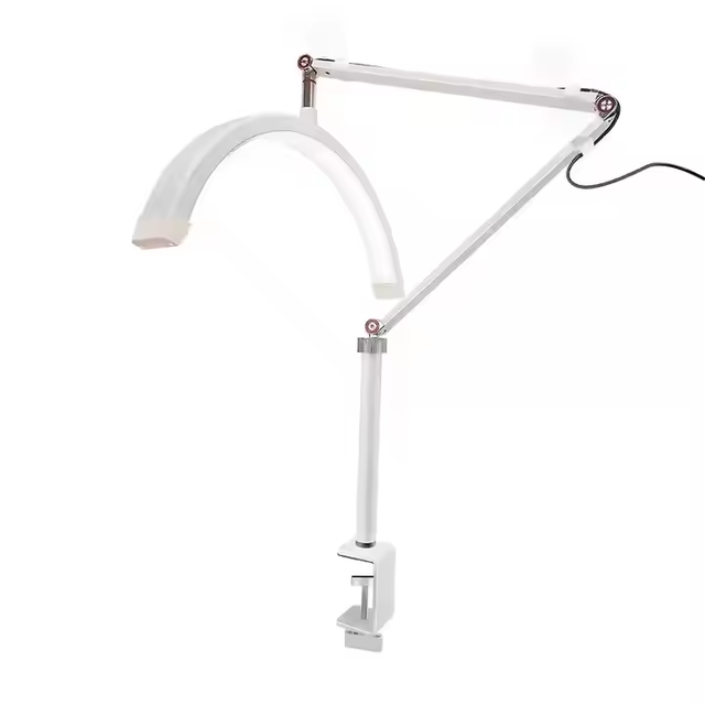 Adjustable LED Half Moon Ring Light Nail Desk Lamp with Clamp UV Manicure Handcare for Spa Tattoos Salon