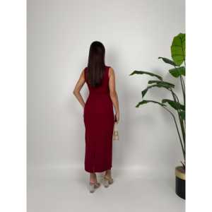 Robe fourreau élégante sans manches, col rond, taille naturelle, confortable, pour soirée, noire - Product Image 4