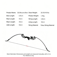 Ensemble d'arc recurve en fibre de verre haute durabilité et ergonomique, 135 cm, kit de tir à l'arc de chasse en extérieur pour adultes et adolescents