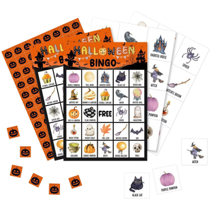 CZFIT Halloween Holiday Bingo <b>Card</b> Game 32 Players Kids Large Group Classroom Use Valentine's Day Party Favors Supplies - Product Image 1