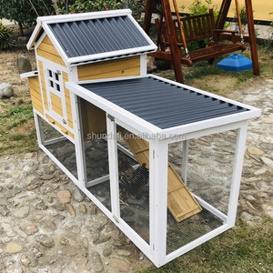 บ้านไก่กลางแจ้ง SDC029 สีเหลืองหรูหรา เป็นมิตรกับสิ่งแวดล้อม ทนทาน กันน้ำ ทำจากไม้ พร้อมลานวิ่งขนาดใหญ่ - Product Image 3