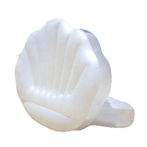 Grand matelas flottant gonflable en PVC pour piscine, en forme de coquille Saint-Jacques, avec ventilateur et boules perlées, pour l'extérieur et l'été - Product Image 5