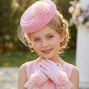 Accesorios para Boda, Tiara y Guantes, Sombrero de Tul con Perlas para Adolescentes, Guantes de Encaje, Set de Fascinators para Fiesta de Té para Niñas - Product Image 1