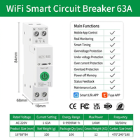 Interruptor de Circuito Inteligente WiFi de 1P para Riel DIN, Control Remoto, Monitoreo de Energía, MCB