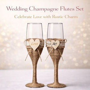 Flûtes à champagne, verres à vin, 7 oz, ensemble de 2 pour la mariée et le marié, pour les toasts de mariage, élégant, rétro, cadeau de mariage pour les couples - Product Image 2