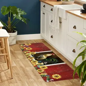 Tikar lantai tahan ayam jantan, tikar dapur dekorasi rumah bunga matahari karpet lantai dalam ruangan
