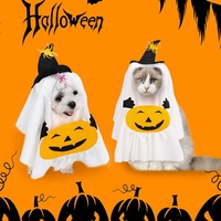 Ensemble de costumes amusants et créatifs pour chien, déguisement décontracté de citrouille fantôme pour animal de compagnie, tenue d'Halloween en fibre de viscose pour l'automne