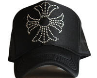 Gorra de camionero de malla personalizada gratis con diseño de moda con logotipo de diamantes de imitación Hot Fix Gorra de béisbol de 5 paneles