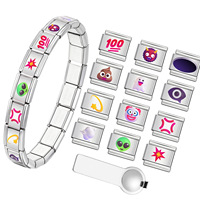Nouveau Bracelet Modulaire Italien en Acier Inoxydable avec Breloques Emoji d'Humeur Européennes et Américaines 2026, Bijoux DIY Détachables pour Grossistes