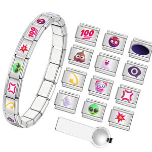 Nouveau Bracelet Modulaire Italien en Acier Inoxydable avec Breloques Emoji d'Humeur Européennes et Américaines 2026, Bijoux DIY Détachables pour Grossistes - Product Image 1
