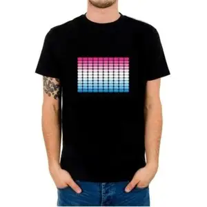 sound and music activated el led panel t shirt