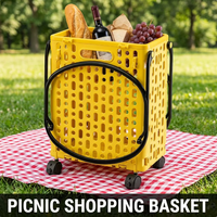 Panier de courses pliable en plastique à roulettes 40L grande capacité, bac de rangement à roulettes pour bureau d'accueil, articles divers, organisateur maison et bureau