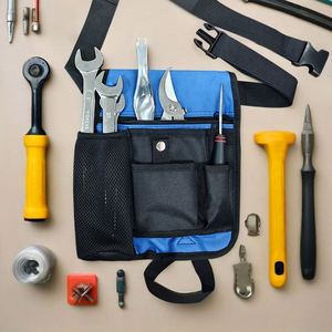 Sac banane portable multi-poches en PVC épaissi et résistant à l'usure pour outils, idéal pour électriciens sur chantier - Product Image 1