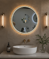 Miroir intelligent LED à écran tactile pour salle de bain avec éclairage anti-buée à intensité variable et horloge numérique