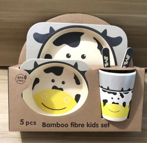 Ensemble d'assiettes à dîner pour enfants, en fibre de <span class=keywords><strong>bambou</strong></span>, 5 pièces pour bébé, bol plat, non toxique, 1 pièce, offre spéciale - Product Image 2