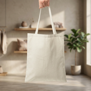 Sac fourre-tout léger en coton naturel, sac fourre-tout pour les courses, taille personnalisée - Sac de courses réutilisable et écologique avec votre logo. - Product Image 1