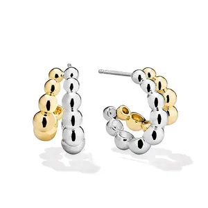 Gemnel 2024 designer fashion sterling silver bubble sphere mixed duo hoop earrings