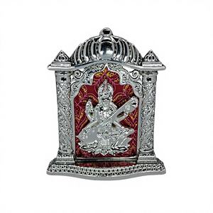 Elegante Estatua Artística Hecha a Mano de la Diosa Saraswati en Acero Inoxidable para Decoración del Hogar, Bodas, Sala de Puja, Mesa de Estudio Espiritual - Product Image 1