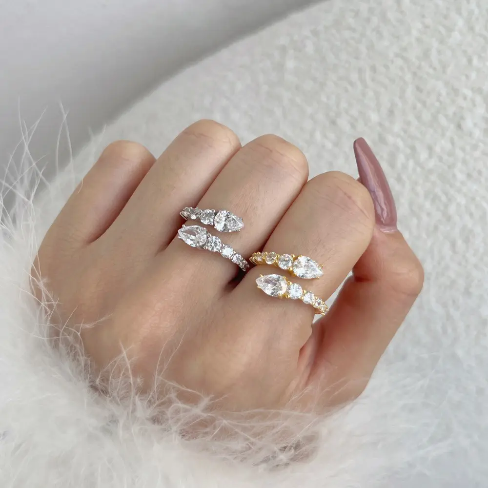 18 Karat vergoldete Diamantringe Klar CZ gepflastert 925 Sterling Silber Schlangen ring für Frauen Mädchen