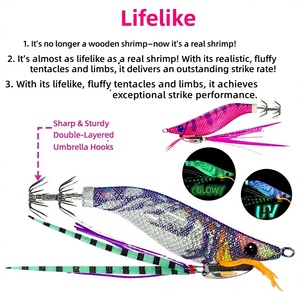 Ink Master Advanced Evolutionary Simulation Esche <span class=keywords><strong>Artificiali</strong></span> in Legno a Forma di Gambero e Calamaro con Amo per la <span class=keywords><strong>Pesca</strong></span> in Mare da Barca al Seppia - Product Image 3