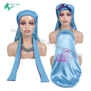 <span class=keywords><strong>Bonnet</strong></span> de nuit en satin personnalisé avec logo, bande élastique douce, pour femmes - Product Image 4