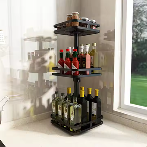 रसोई स्नैक ट्रे के लिए बहुक्रियाशील धातु भंडारण शेल्फ घरेलू डेस्कटॉप तीन-स्तरीय घूर्णन सीज़निंग रैक पॉट उपयोग सुविधाएं - Product Image 4