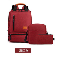 Ensemble décontracté unisexe trois pièces : Sac à dos Oxford en polyester grande capacité, imperméable, pour étudiants, voyages en extérieur et utilisation informatique