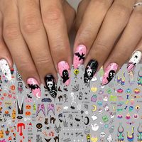 Pegatinas 3D Autoadhesivas para Uñas de Halloween con Diseño de Fantasmas, Calabazas, Calaveras y Telarañas