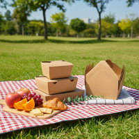 Caja de Papel Kraft Desechable al por Mayor con Ventana, Empaque Ecológico para Llevar Hamburguesas
