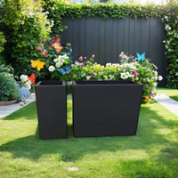 Pot de fleur extérieur en acier corten Jardinière en tôle d'acier noire Jardinières grande jardinière rectangulaire