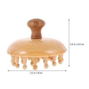 Venta al por mayor de madera Calma el cabello cepillo de masaje del cuero cabelludo hierba madera terapia herramientas cuello bambú cuero cabelludo masajeador de cabeza - Product Image 3