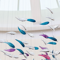 Lustre en verre artistique en forme de poisson FIRELUX, bleu, violet, clair, avec abat-jour personnalisable