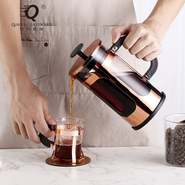 Modern Stainless Steel French Press Portable Pour Over Coffee Sharing Pot French Press Coffee Maker