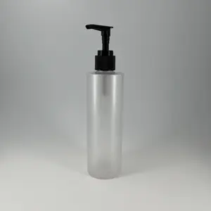 Kundenspezifische 250 ml PET-Grost-Shampoo-Flasche aus Kunststoff mit 24/410 Pumpe Körperpflege industrielle Verpackung leere Lotionskappe-Flasche