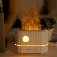 Diffuseur d'arômes à effet de flamme simulée 200 ml, humidificateur ultrasonique d'huiles essentielles avec veilleuse LED effet feu pour la maison
