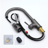 Robinet de cuisine moderne en acier inoxydable 201, 3 voies, à bec extractible, pulvérisateur à ressort, robinet de cuisine à trou unique