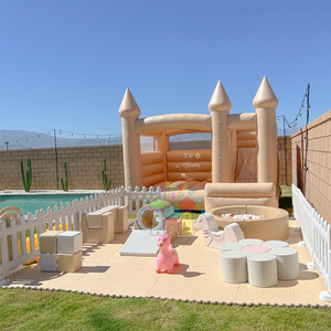 Équipement de terrain de jeux extérieur pour tout-petits, château gonflable pour enfants, <span class=keywords><strong>piscine</strong></span> <span class=keywords><strong>à</strong></span> balles et aire de jeux souple <span class=keywords><strong>beige</strong></span> avec portillon - Product Image 2