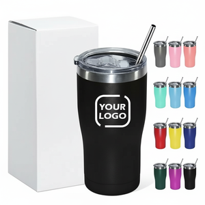 Mug isotherme à double paroi en acier inoxydable personnalisé avec logo, 20 oz, 30 oz, pour le <span class=keywords><strong>camping</strong></span>, les voyages, le café, la voiture, avec couvercle et paille - Product Image 1