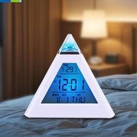 Réveil LED intelligent à changement de couleur Affichage électronique de la température intérieure et de l'humidité Bureau Salon Extérieur Bureau Salle de bain Utilisation