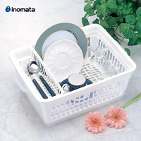 INOMATA Organisateur d'ustensiles de cuisine importé en plastique, moderne, minimaliste, double couche, léger et durable, pour égoutter vaisselle et baguettes