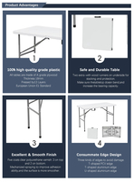 Mesa de Comedor Rectangular Plegable Portátil de Plástico HDPE para Exteriores, Moderna, Ligera, Extensible en Altura, con Garantía de 3 Años