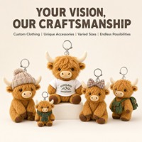 Porte-clés Mascotte Vache des Highlands en Peluche Personnalisé, Logo Personnalisé en Gros, OEM ODM, Faible MOQ, Breloque de Sac en Peluche sur Commande, Fournisseur, Cadeau Promotionnel