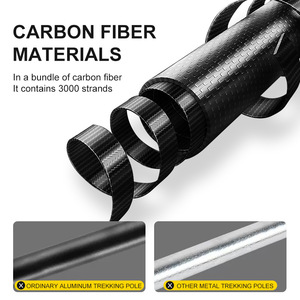 Customized Carbon Fiber Telescopic Hiking Poles Lightweight Non Slip Rubber Tip 3 Joint Outdoor Trekking Sticks - Product Image 4