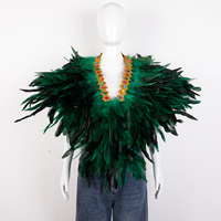 Châle Cape Bohème à Plumes Décoratif avec Col Perlé pour Fête de Carnaval, Spectacle Scénique, Cosplay, Festival