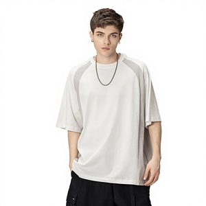 Sports T-<b>Shirt</b> 240 Grams Loose 100% Cotton Lightweight Breathable Mesh Letter Printed <b>Patchwork</b> Woven Fabric - Product Image 3