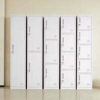 Armoire de rangement en acier à portes multiples, design moderne, pour vêtements, durable et sécurisée, idéale pour dortoirs, écoles et gymnases.