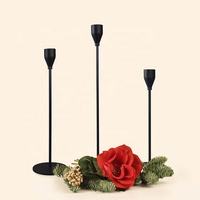Ensemble de 3 grands bougeoirs décoratifs mats pour mariage Bougeoir conique de luxe en métal noir pour l'intérieur et l'extérieur