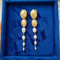 Anting-anting Mutiara Baroque Panjang Sedang Aimgal Abad Pertengahan: Peniti Telinga Perak 925, Perhiasan untuk Liburan & Pesta yang Menawan