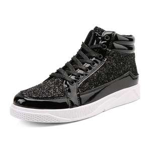 Baskets montantes rétro pour hommes, grande taille 48, en cuir doré brillant de qualité, chaussures de course tendance, antidérapantes pour le printemps - Product Image 5